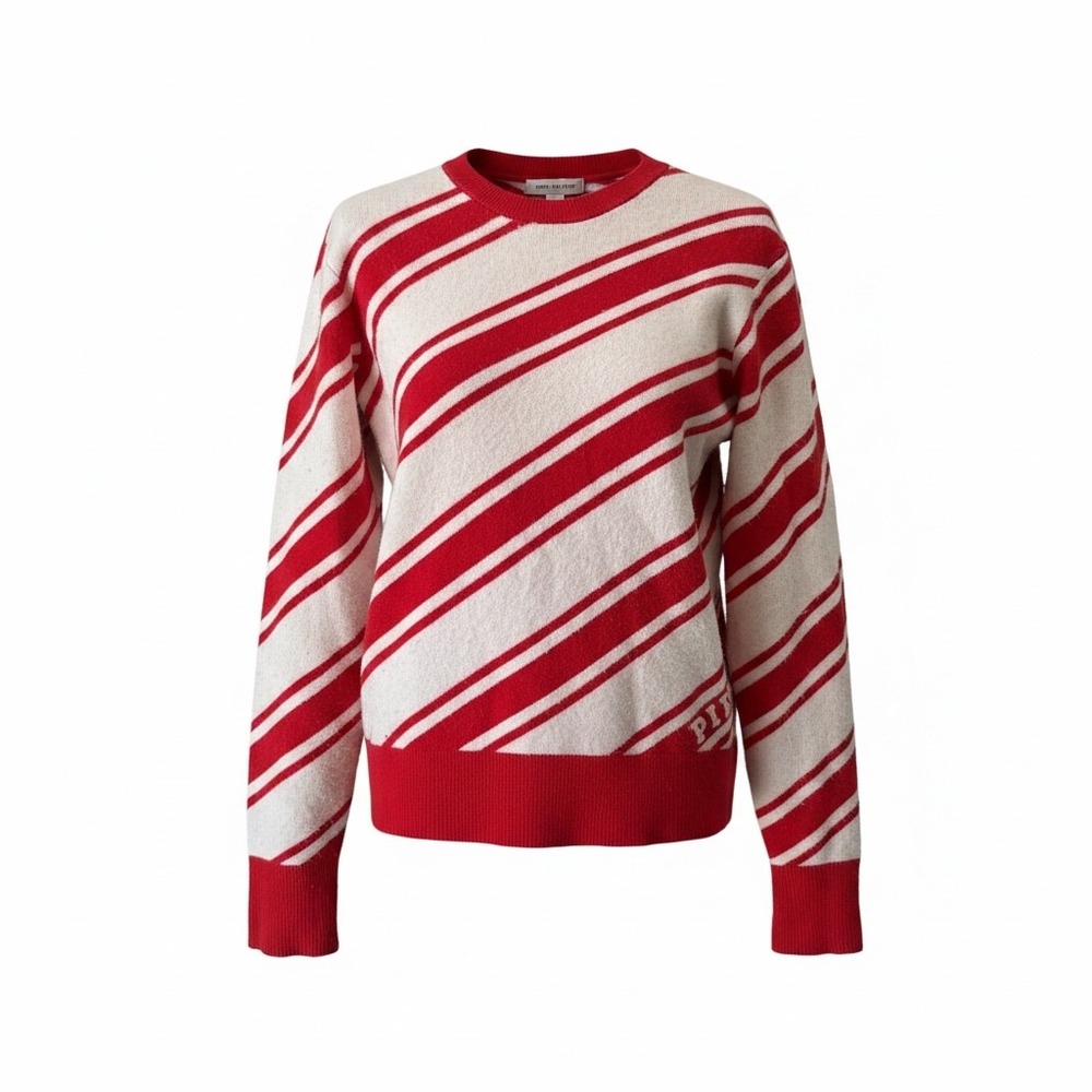 Victoria's Secret PINK Red White Candy Cane Stripe Crewneck Sweater Medium